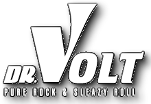 Das Logo der Band. Beschriftung: DR.VOLT, PURE ROCK & SLEAZY ROLL.