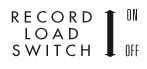 Ein Jukebox-Label. Beschriftung: Record load switch: on, off.